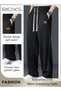 Men's Ice Silk Sweatpants, Loose Fit Straight Wide Leg Sports Pants with Side Pockets, Comfortable D - 4