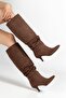Sr-2001 Brown Suede Heeled Casual Boots