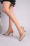 Women's beige slingback pointed-toe heels with buckle detail - 5