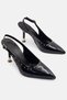 Women's Heeled Shoes Trok and Gold Heel Detail Women's Stiletto Patent Leather Shoes - 7