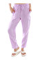 Women Light Purple Drawstring Narrow Bottom Summer Pants.