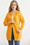 Polo Collar Belted Wool Knitwear Cardigan - Orange - 3