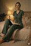 Women's Black Short Sleeve Pajama Set with Stitching Detail - 3