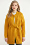 Polo Collar Belted Wool Knitwear Cardigan - Mustard