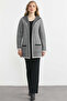 Hooded Wool Knitwear Jacket with Pockets - Bone - Black - 2