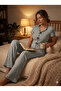 Women's Black Short Sleeve Pajama Set with Stitching Detail