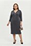 Women's Plus Size Zipper Collar Three Quarter Sleeve Cotton Dress 5440-26 - 3