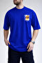 Men's White Dream and Mdvi Text Printed Crew Neck Cobalt Blue T-Shirt