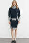 Full Fisherman Sweater Skirt Knitwear Set - Light Gray - Navy Blue - 2