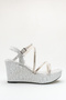 Silver Stone Filled Sole Women's Heeled Shoes -730 - 5