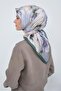 Tivil Pure Silk Scarf 9515 - 01 Green Cobalt Blue Pastel Flower Pattern - 2