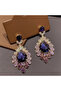 PURPLE 1Pc retro light luxury high-end sense flash full of diamond fringed earrings temperament earr - 6