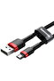 Cablu Micro USB Cafule 2.4A 1m Roșu+ Negru - 2