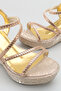 Modern Gold Stone Stylish Women's Wedge Heel Shoes - 2