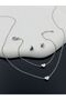 45cm SILVER 4-Piece Fashion Girl Love Stainless Steel Pendant Necklace Heart Bracelet Heart Stud Ear - 7