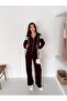 Women's Hooded Zippered Track Suit with Side Stripes - 7