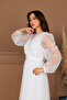Square Neck Maxi Height Stone Detail PERA White Dress - 4