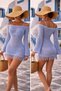 Tasseled Knitted Cotton Long Sleeve Pareo Beach Dress Kimono Kaftan DRESS - 2