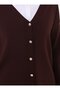 Button Detailed Premium Cardigan & Skirt Knitwear Set - Brown - - 5