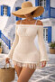 Tasseled Knitted Cotton Long Sleeve Pareo Beach Dress Kimono Kaftan DRESS - 3