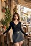 Women's V-Neck Transparent Long Sleeve Blouse - 3