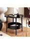 Space-Saving Round Side Table with Protective Tray Top, Open Storage Shelf, Strong Metal Structure, - 2