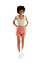 Women Orange Raw Hem Denim Shorts