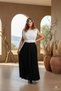 Hera Double Color Waist Knitted Muslin Dress Black - 3