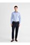 Blue Slim Fit Patterned Gabardine Men's Shirt (S6) - 2