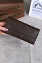 Saraciye Stitched Genuine Leather Wallet with Phone Compartment Dark Brown 1052 - 3