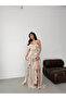 Stone Strapless Ruffled Slit Chiffon Evening Dress - 2