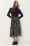 Plaid Asymmetrical Chiffon Midi Skirt Lzv0050 Khaki
