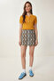 Patterned Mini Knitted Skirt Lze0017 Beige Blue - 2