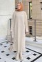 Ribbed Knitwear Long Dress Beige