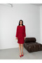 Burgundy Chiffon Pleated Dress with Layered Detail - 3