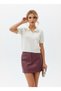Pearl Detailed Polo Collar Soft Textured Short Sleeve Knitwear Blouse Aw25Bz0007 - 5