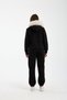 Women's Black Hooded Sweatshirt with Fur (Removable) and Zipper, Sweatshirt and Sweatpants Set - 4