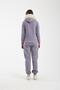 Women's Gray Hooded Sweatshirt with Fur (Removable) and Zipper, Sweatshirt and Sweatpants Set - 4