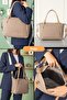 Women's Large 4-Compartment Casual Long-Strap Hand & Shoulder Bag (32x27 cm) - 2