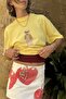 Women's Oversize T-Shirt Léo Bear Printed Yellow – 100% Cotton Compact Single Jersey 24/1