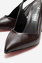 Women's Mirrored Open-Back Heeled Shoes Brown Crinkled - 3