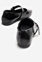 Women's Belted Helmeted Flat Shoes with Plain Blunt Toe Black Crinkled - 4