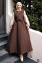 Brown Elastic Waist Vest Combination Dress Set