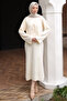 Cream Mercerized Knitwear Cardigan Dress Double Combination Set