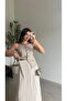 Beige Vest Detailed Combined Dress - 4