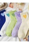 Economical Pack of 5 Heart Patterned Tennis Socks Set - 4