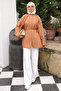Tan Balloon Sleeve Belted Shirt - 2