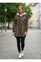 Hooded Oversized Lumberjack Shirt Jacket - Earth Tones Plaid