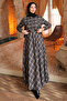 Anthracite Belted Plaid Patterned Buttoned Dress