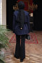 Navy Blue Belted Buttoned Jacket - 4